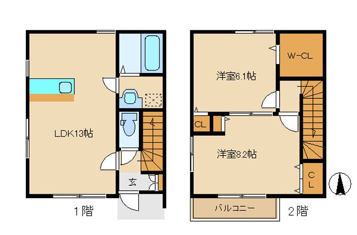 栃木県小山市駅南町2(一戸建)の賃貸物件の間取り
