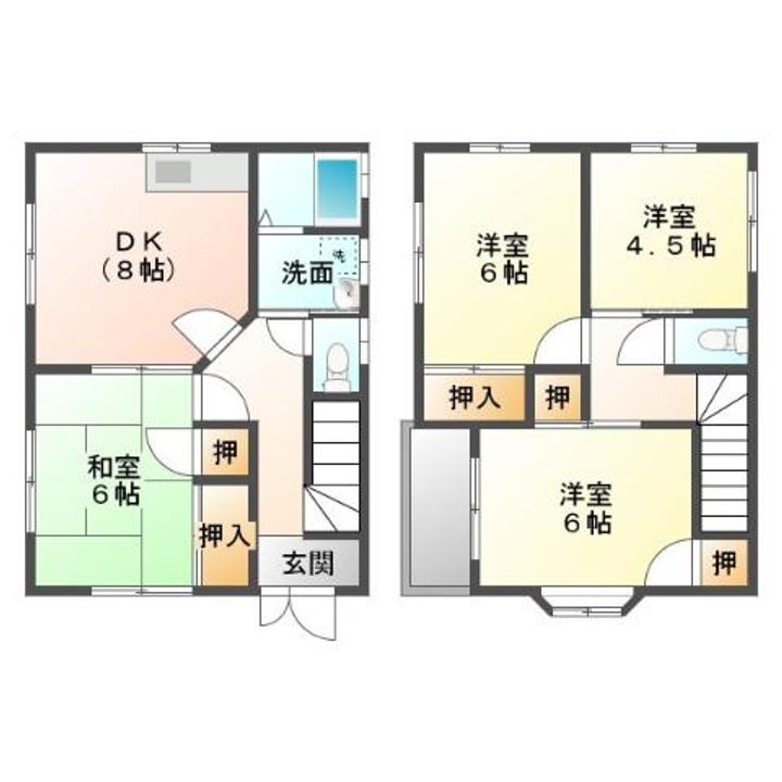 広島県福山市曙町2(一戸建)の賃貸物件の間取り
