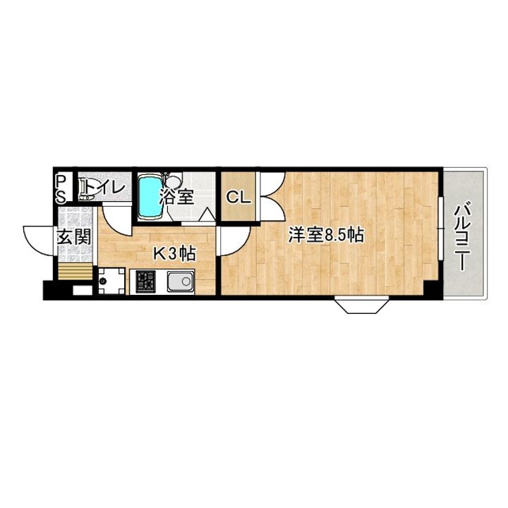 高知県高知市永国寺町(マンション)の賃貸物件の間取り