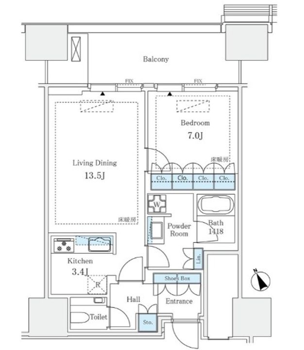 東京都港区麻布台1(マンション)の賃貸物件の間取り