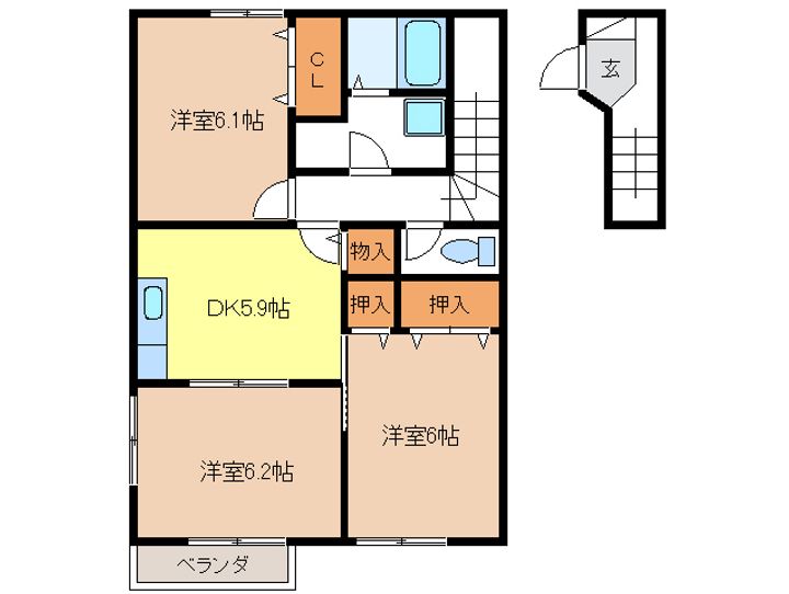 クレストールKIKI Bの間取り