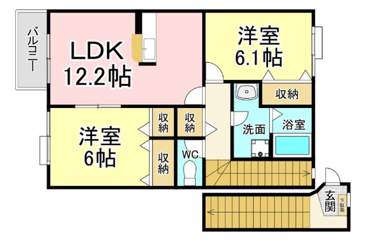 福岡県北九州市小倉南区上貫2(アパート)の賃貸物件の間取り