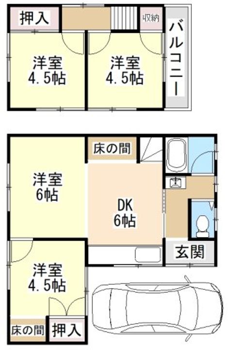 奈良県大和高田市甘田町(一戸建)の賃貸物件の間取り