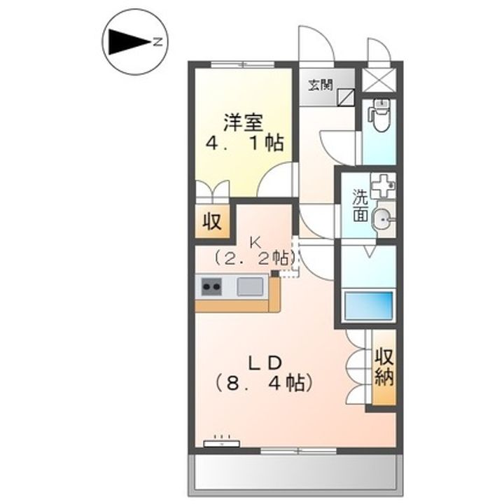 徳島県阿南市那賀川町上福井南川渕(アパート)の賃貸物件の間取り