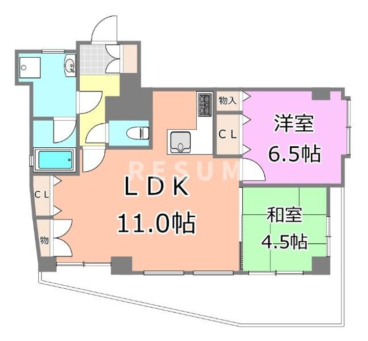 千葉県千葉市中央区院内1(マンション)の賃貸物件の間取り