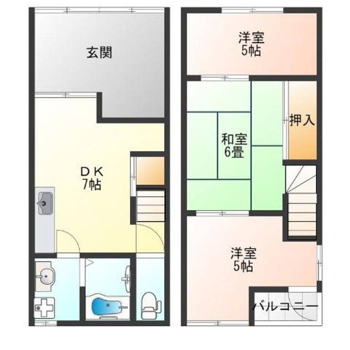 大阪府大阪市西成区天下茶屋2(一戸建)の賃貸物件の間取り