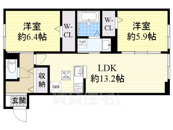 大阪府東大阪市川田1(アパート)の賃貸物件の間取り