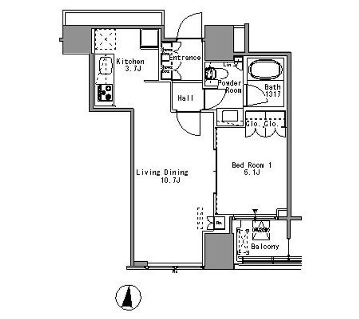東京都港区浜松町1(マンション)の賃貸物件の間取り