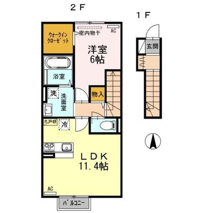 新潟県長岡市美沢3(アパート)の賃貸物件の間取り