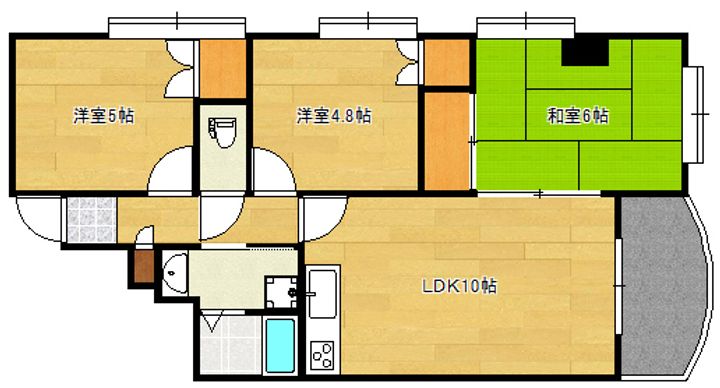 広島県広島市西区中広町1(マンション)の賃貸物件の間取り