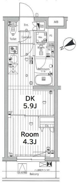 東京都新宿区富久町(マンション)の賃貸物件の間取り