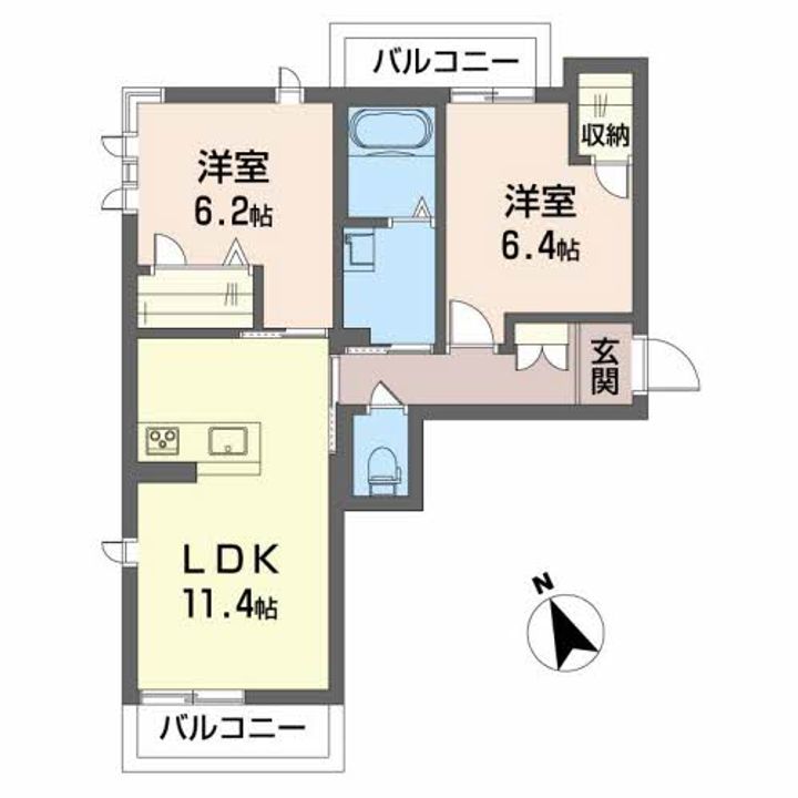 徳島県徳島市西新浜町1(マンション)の賃貸物件の間取り