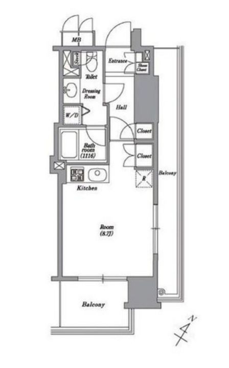 東京都港区高輪1(マンション)の賃貸物件の間取り