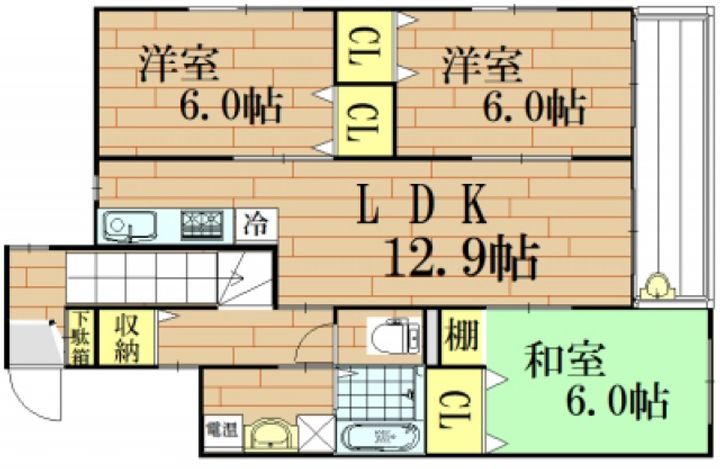 岡山県岡山市北区津島本町(マンション)の賃貸物件の間取り
