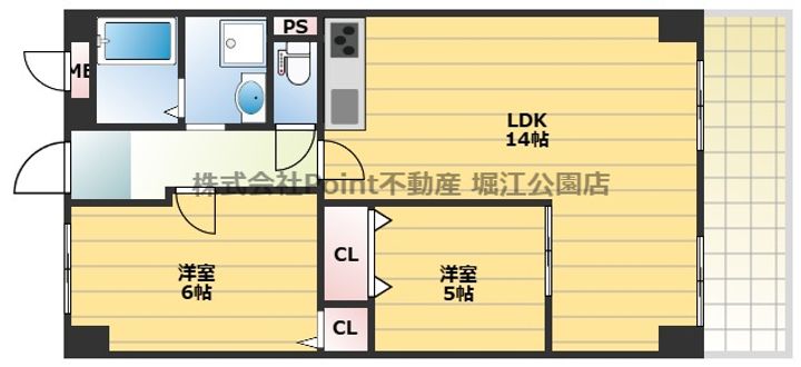 大阪府大阪市北区長柄西1(マンション)の賃貸物件の間取り