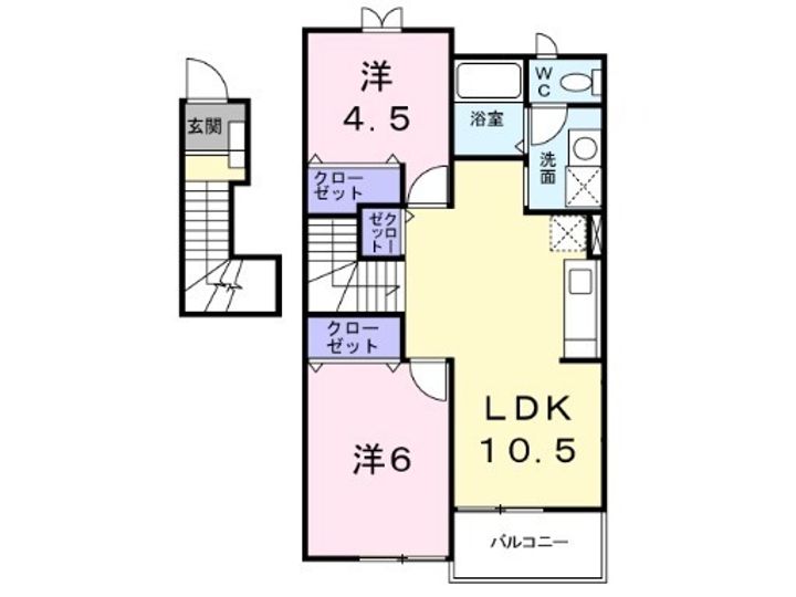静岡県浜松市中央区西ケ崎町(アパート)の賃貸物件の間取り