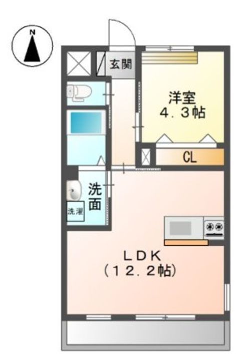 岡山県岡山市北区奥田西町(アパート)の賃貸物件の間取り