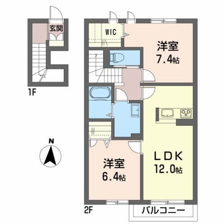 福島県いわき市平塩字宮前(アパート)の賃貸物件の間取り