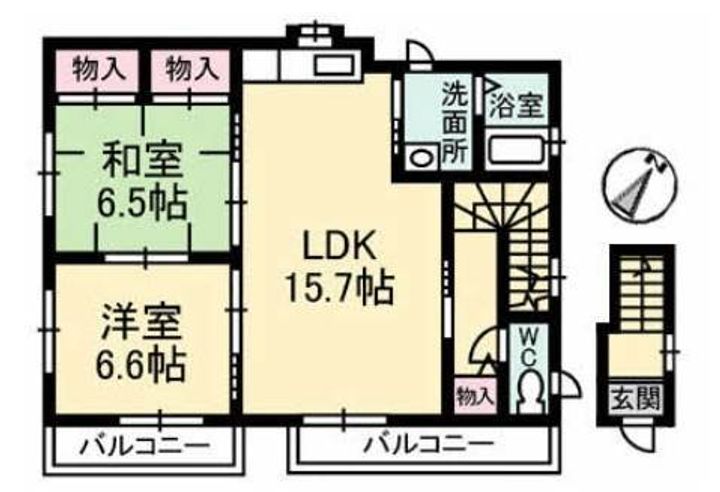 広島県江田島市大柿町飛渡瀬(アパート)の賃貸物件の間取り