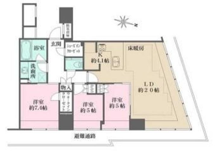 大阪府大阪市北区堂島2(マンション)の賃貸物件の間取り