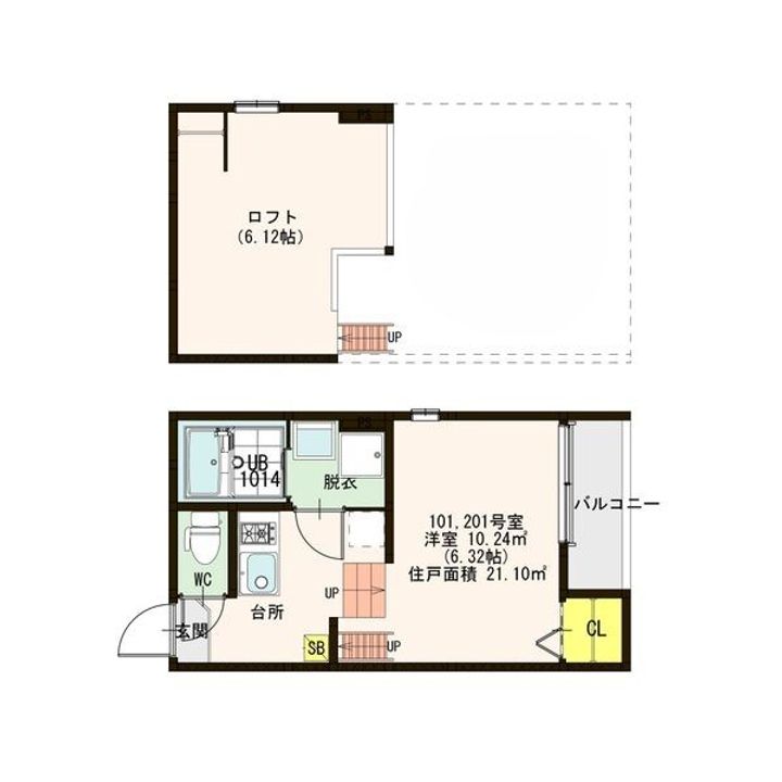 大阪府守口市新橋寺町(アパート)の賃貸物件の間取り