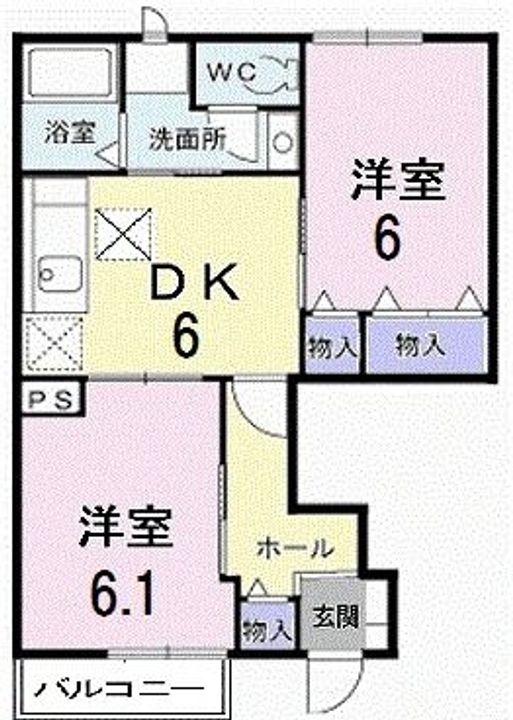 栃木県佐野市奈良渕町(アパート)の賃貸物件の間取り