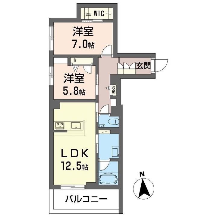 神奈川県厚木市泉町(マンション)の賃貸物件の間取り