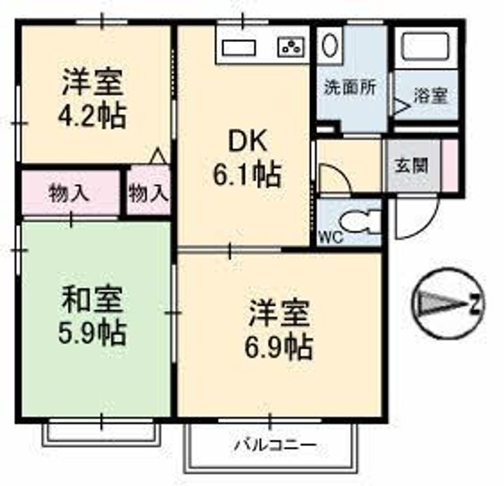 シャトレ庄内 A棟の間取り