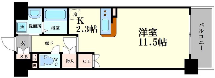 大阪府大阪市福島区野田5(マンション)の賃貸物件の間取り