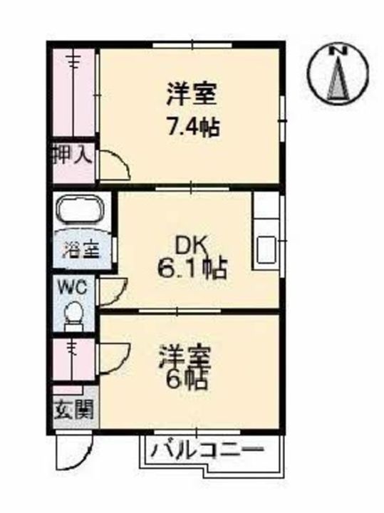 岡山県倉敷市福島の賃貸アパートの間取り