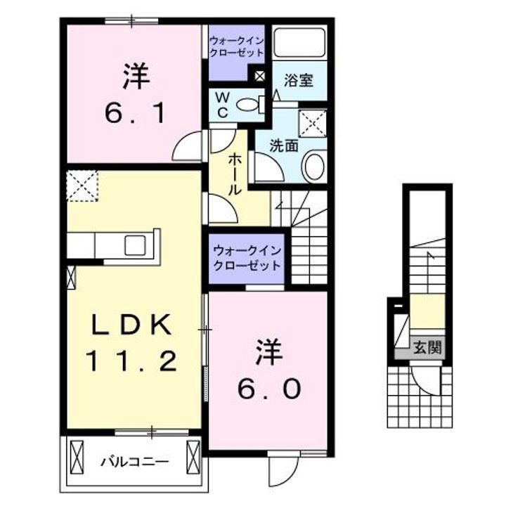 福島県田村郡三春町大字熊耳字平道内(アパート)の賃貸物件の間取り