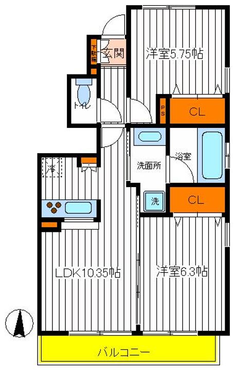 東京都日野市神明1(アパート)の賃貸物件の間取り