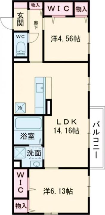 大阪府大阪狭山市池尻自由丘3(アパート)の賃貸物件の間取り