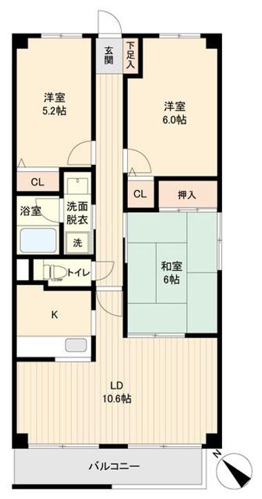千葉県八千代市大和田新田(マンション)の賃貸物件の間取り