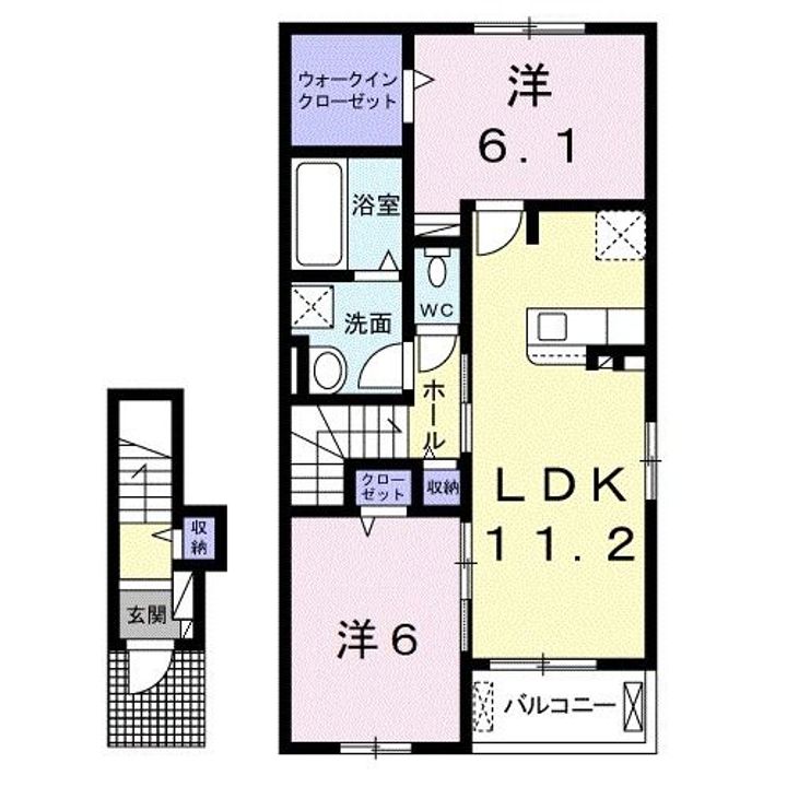 和歌山県和歌山市西浜(アパート)の賃貸物件の間取り