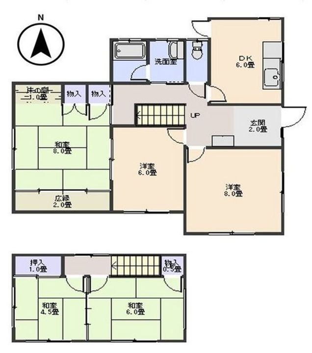 岡山県岡山市中区円山(一戸建)の賃貸物件の間取り