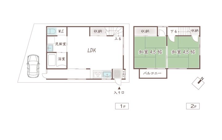 京都府京都市左京区岩倉木野町(一戸建)の賃貸物件の間取り