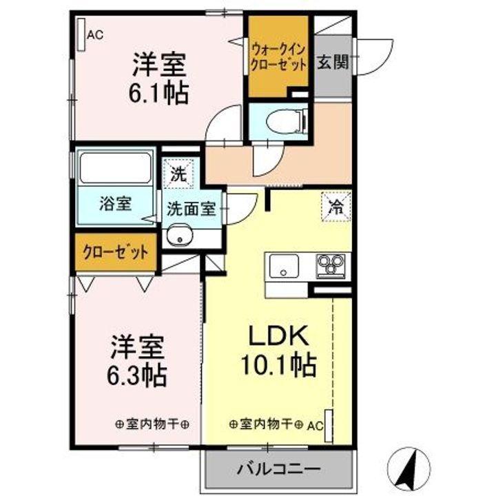 茨城県筑西市伊佐山(アパート)の賃貸物件の間取り