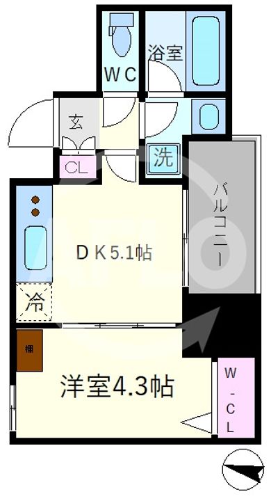 大阪府大阪市西区京町堀1(マンション)の賃貸物件の間取り