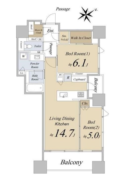 東京都港区虎ノ門3(マンション)の賃貸物件の間取り