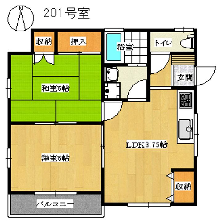 リラ・タウンプロムナード 201号室の間取り