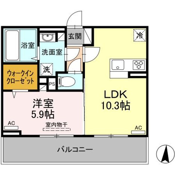 熊本県熊本市中央区国府1(アパート)の賃貸物件の間取り