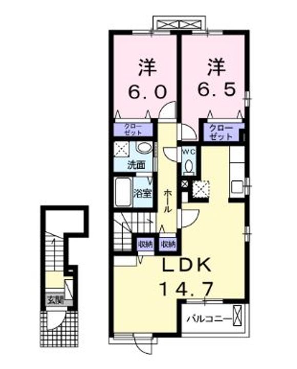 高知県安芸市東浜(アパート)の賃貸物件の間取り