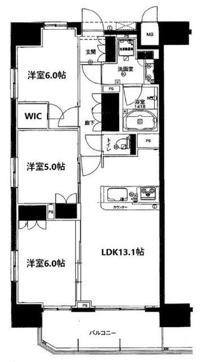 東京都八王子市寺町(マンション)の賃貸物件の間取り