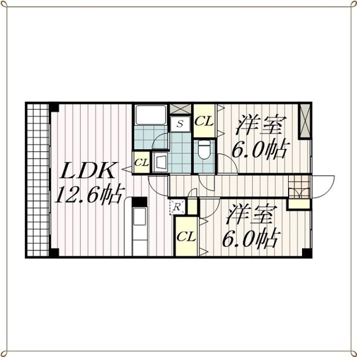 ゼファーシャン・ティオン蘇我弐番館の間取り