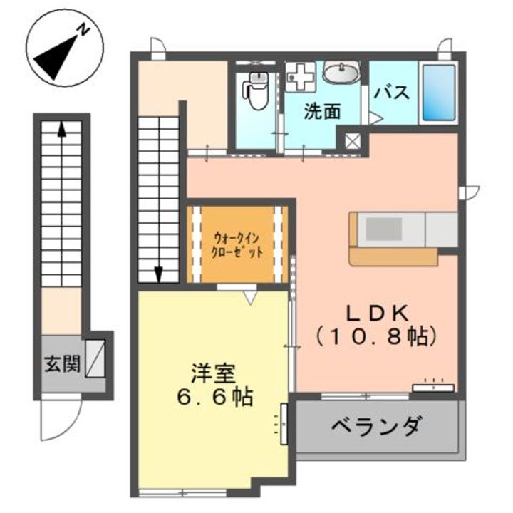 岡山県倉敷市玉島上成の賃貸アパートの間取り