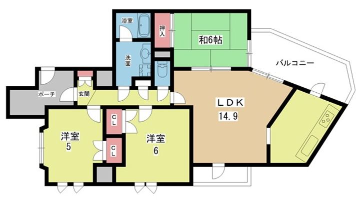大阪府豊中市向丘3の賃貸マンションの間取り