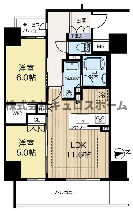 大阪府大阪市天王寺区上汐3(マンション)の賃貸物件の間取り