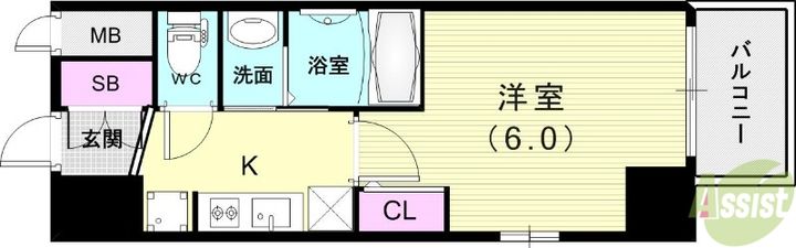 エステムコート神戸湊町の間取り