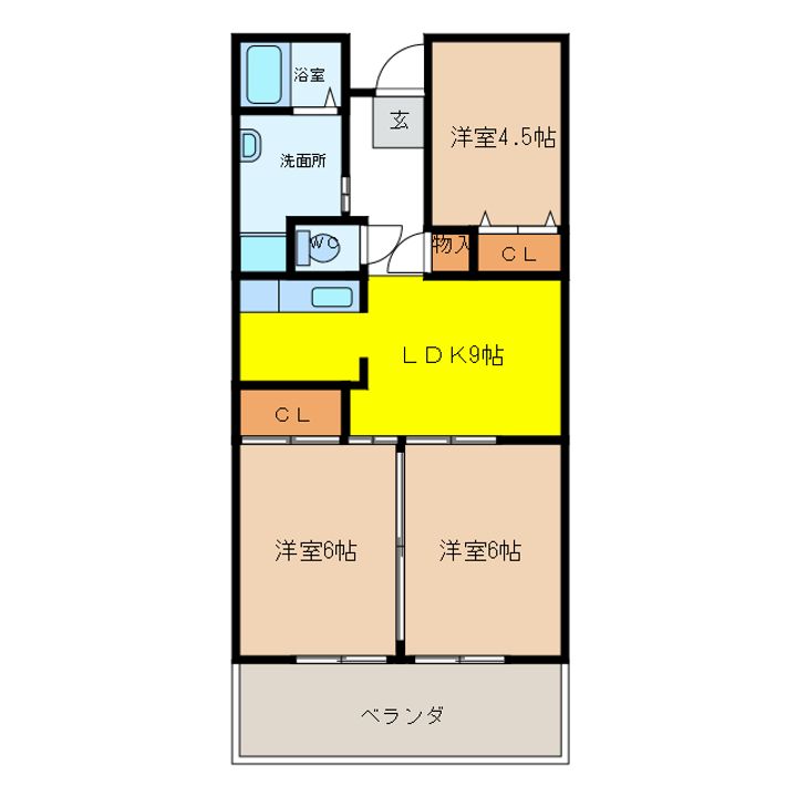 岐阜県各務原市那加西市場町4(アパート)の賃貸物件の間取り